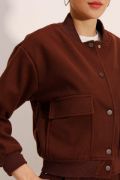 0688 Çift Cepli Bomber Ceket - Kahverengi resmi